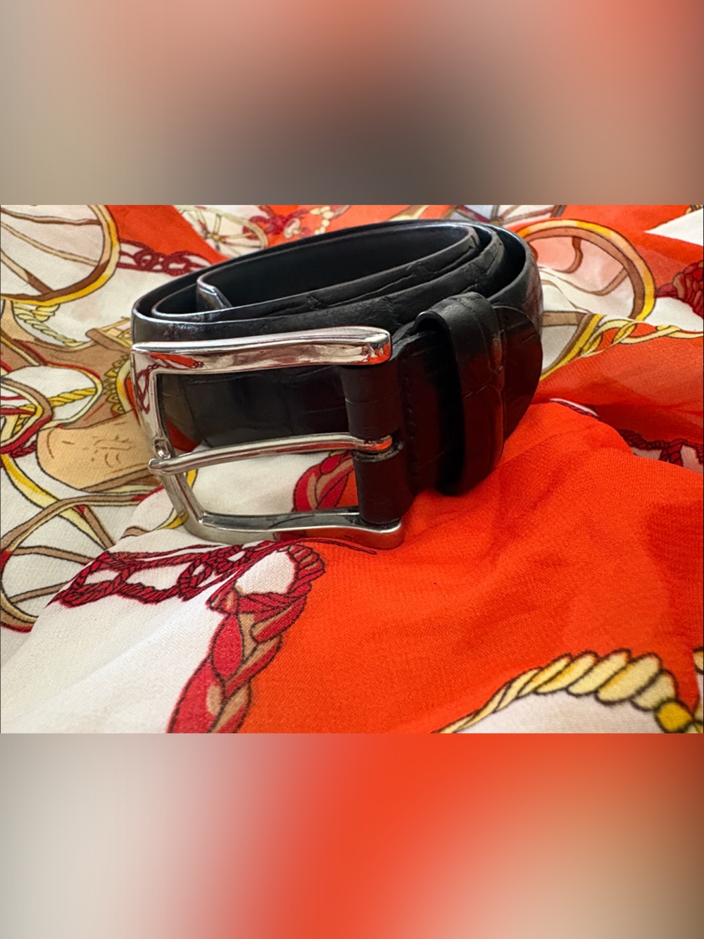 Canali Black Leather Dress Belt